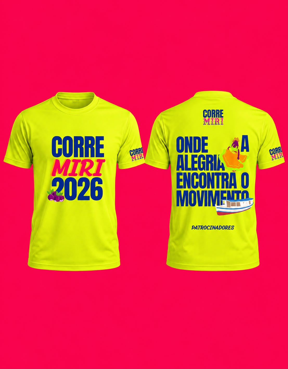 Camisa oficial amarelo-limão da corrida de 3 km